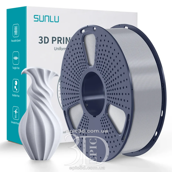 SUNLU PLA Silver - Серебряный пластик/филамент для 3D-принтера 1.75 мм 1 кг fl-0055 фото