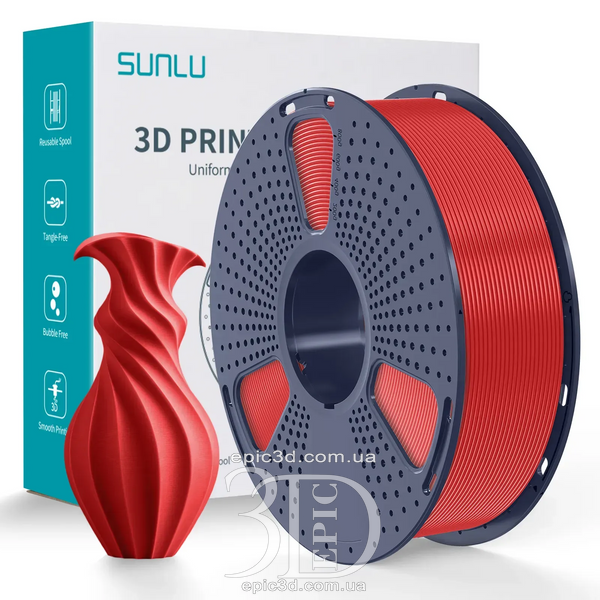 SUNLU PLA Red - Червоний пластик/філамент для 3D-принтера 1.75 мм 1 кг fl-0044 фото